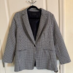 Women's Talbots Classic Houndstooth Long Blazer Sz 12 Classic Workwear